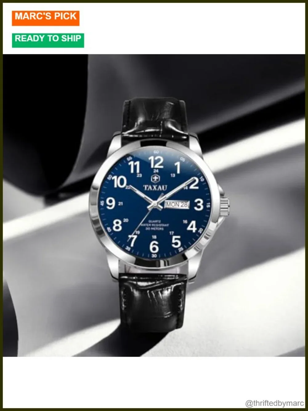 Men's Luxury Analog Waterproof Leather Dress Watch Quartz Minimalist Day Date